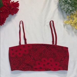 Red Forever 21 bandana patterned crop top